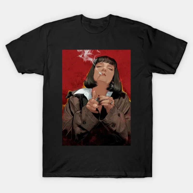 Śmieszna Pulp Fiction koszulka Mia Wallace Quentin Tarantino z grafiką z lat 90. W stylu Vintage kobiety mężczyźni oddychające koszule wygodna koszulka