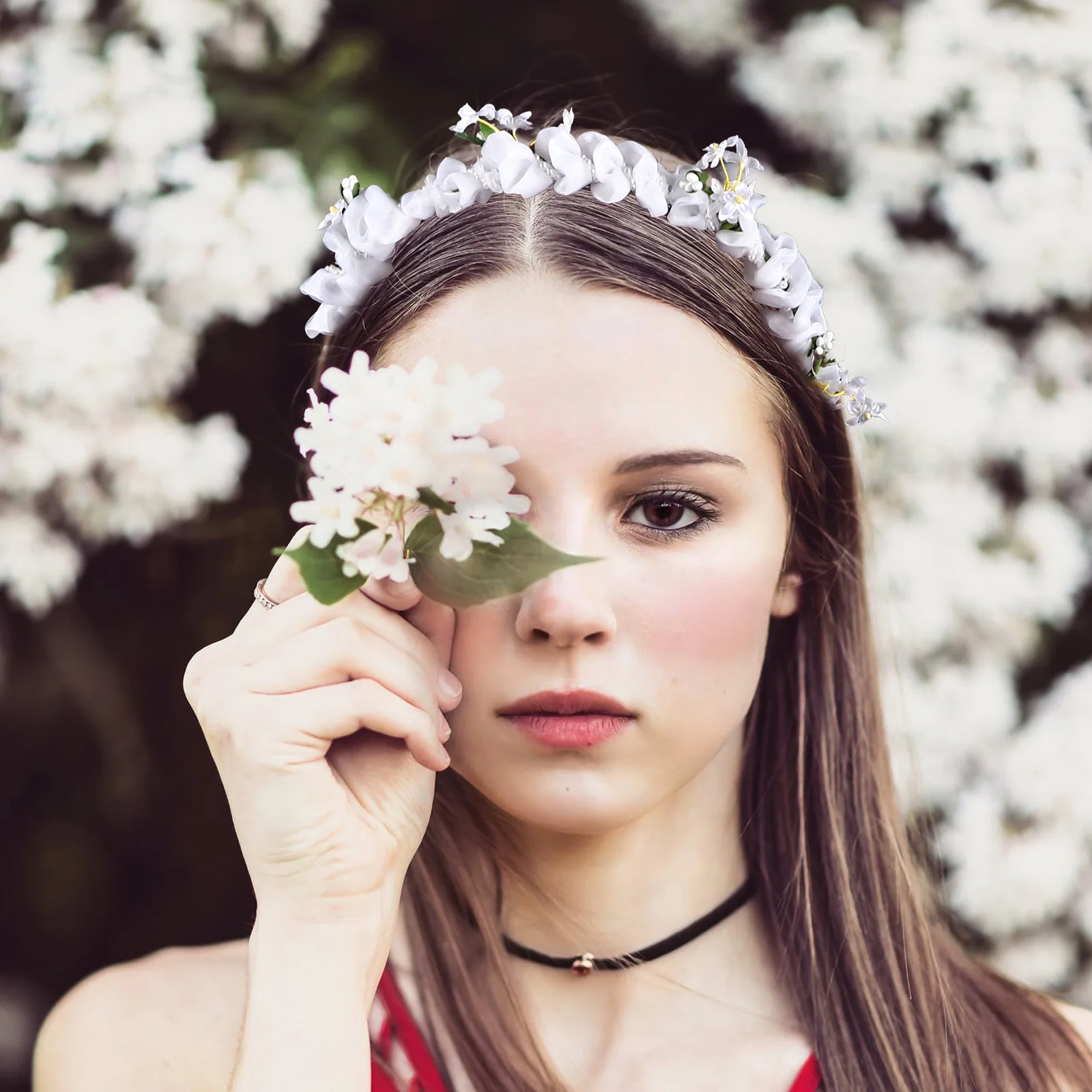 

Flower Crown Headband Bridal Hair Accessories Veil Design Wedding Party Women Girls Bride Garland Headdress Iron Wire Floral
