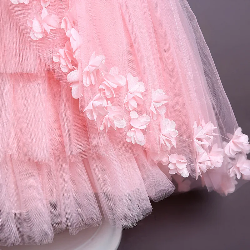 New Children's Dress Princess Wedding Fluffy Lace Trailing Lace Piano Runway Performance Flower Girl Dresses for Weddings Events