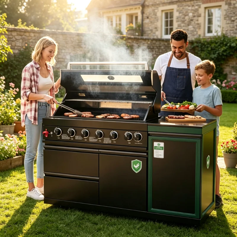 Premium Modern 6-Burner Stainless Steel Gas Outdoor Kitchen BBQ Island Grill with Sink and Faucet Custom Design