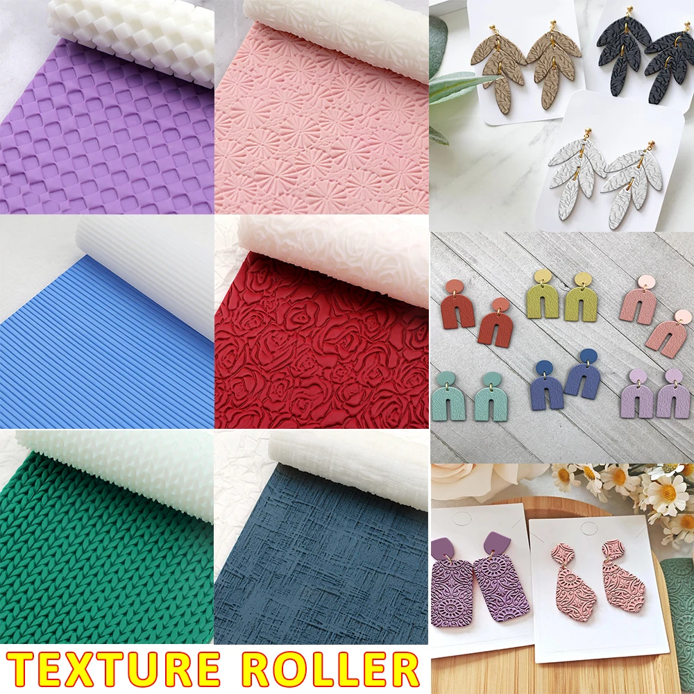 

Grid Rose Floral Leaves Pattern Texture Roller Mold Creative Earrings Clay Mold DIY Earrings Roller Clay Polymer Molding Tool