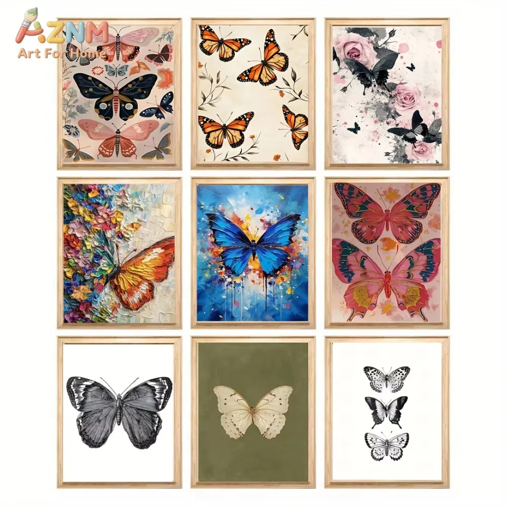 

1 шт. Современное абстрактное искусство на холсте - Элегантный декор для стен с изображением бабочек и цветов, идеальный эстетический декор для комнаты, идеальный подарок на праздники.