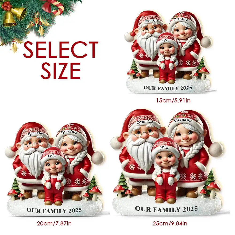 Personalized Light Box Grandparents And Grandkids With Name,Custom 3D Effect Christmas Light Box,Birthday Gifts For Grandma, Kid