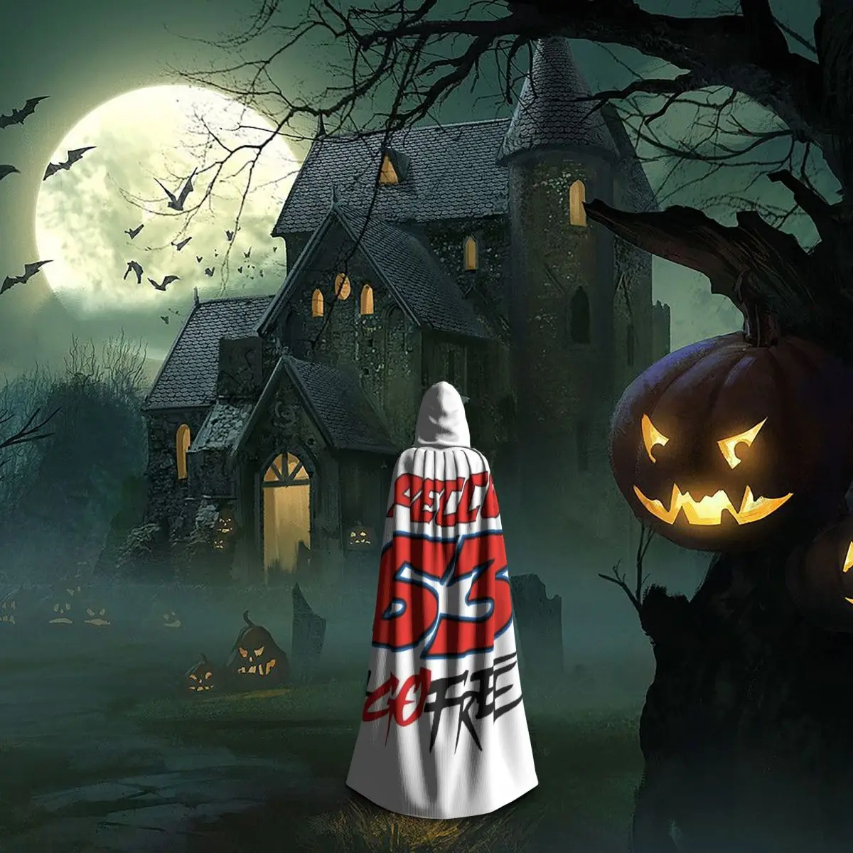 Pecco Bagnaia 63 Go Free عباءة طويلة بقلنسوة ساحرة القرون الوسطى زي تنكري كيب الهالوين مصاص دماء الكبار للجنسين