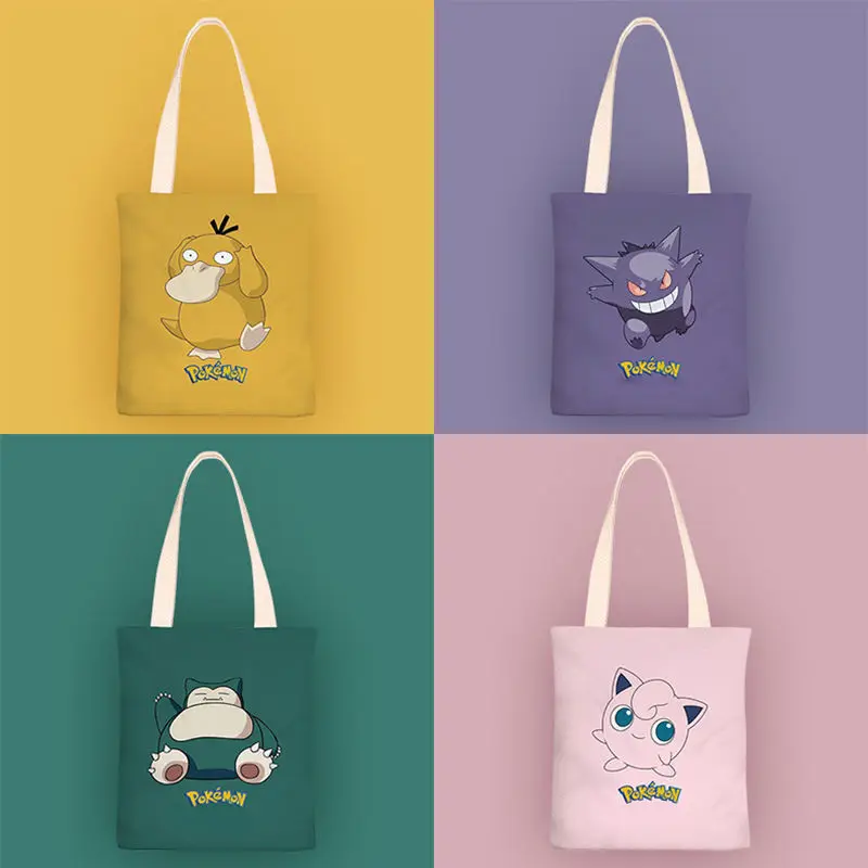 Pokemon Anime Ins Small Fresh Canvas Bag Shoulder Simple Student Class Bag Men's and Women's Hand New