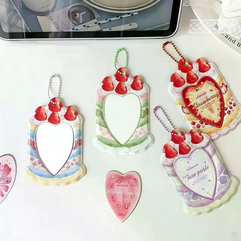 Portachiavi Decorativo A Forma Di Torta Alla Fragola Cartoon Da 3 Pollici, Porta Carte Per Ragazze, Porta Foto Di Idoli, Regalo-image