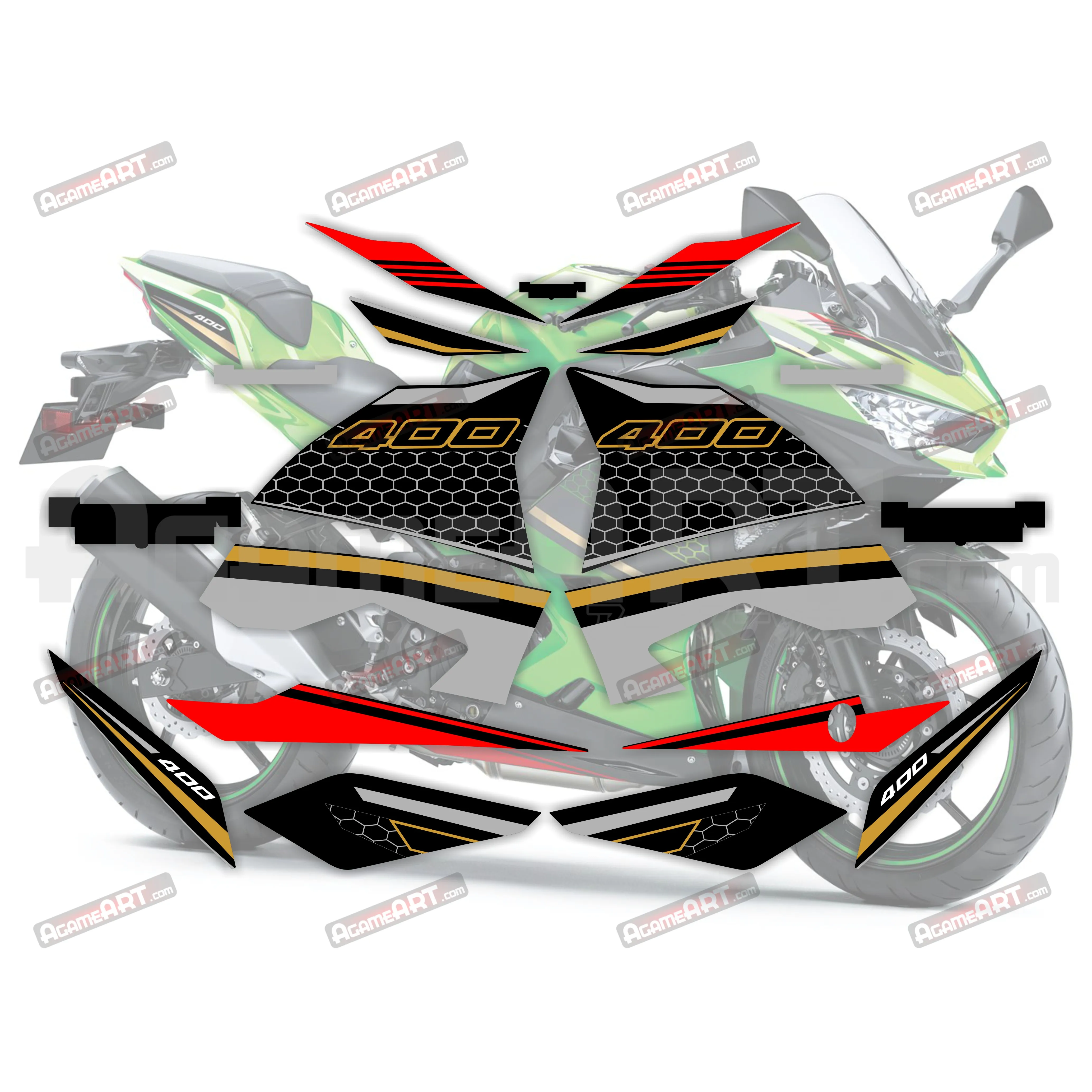 FOR NINJA400 krt 2018-2023 reflective waterproof modified decorative printing kit Motorcycle guard plate accessories stickers