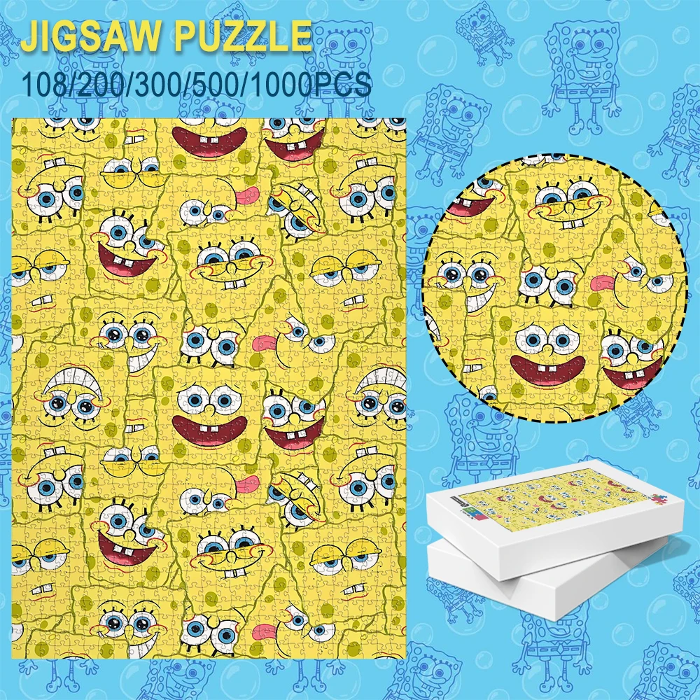 SpongeBob SquarePants Wooden Floor Puzzle Game Creative Design 108/200/300/500/1000 Pieces Brain Teaser