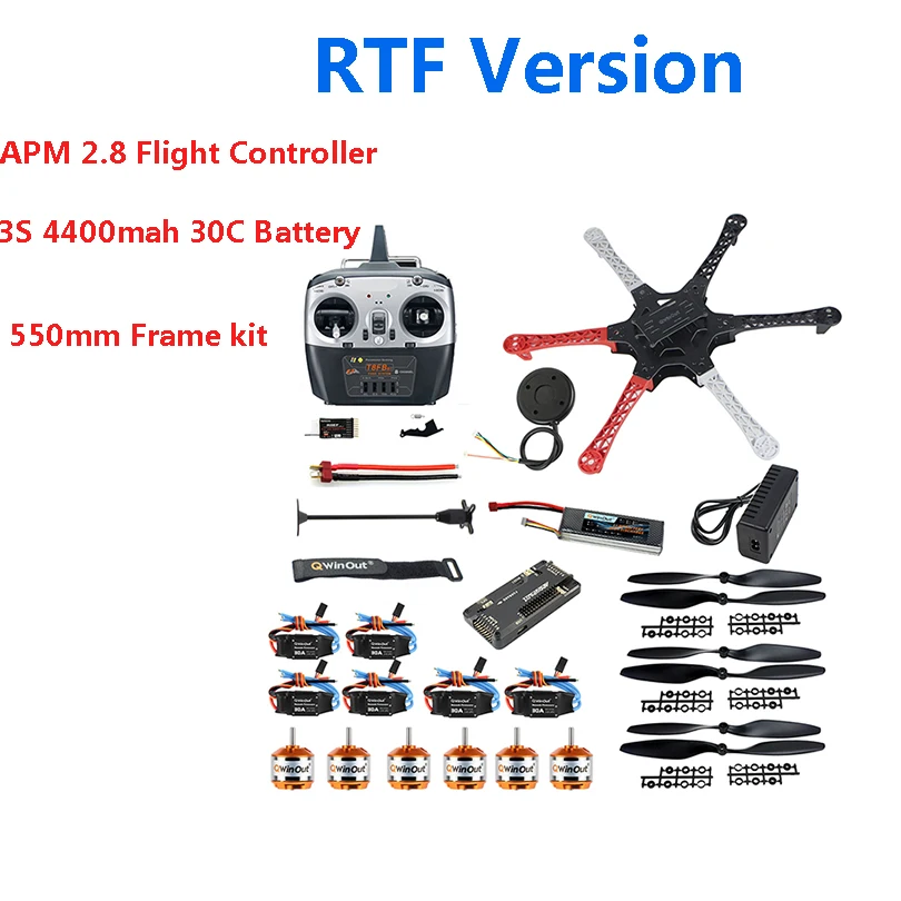 

Full Set F550 6-Axle RC Hexacopter Drone Kit 1000KV CW CCW Brushless Motor APM2.8 Flight Controller T8FB 8CH Radio Transmitter