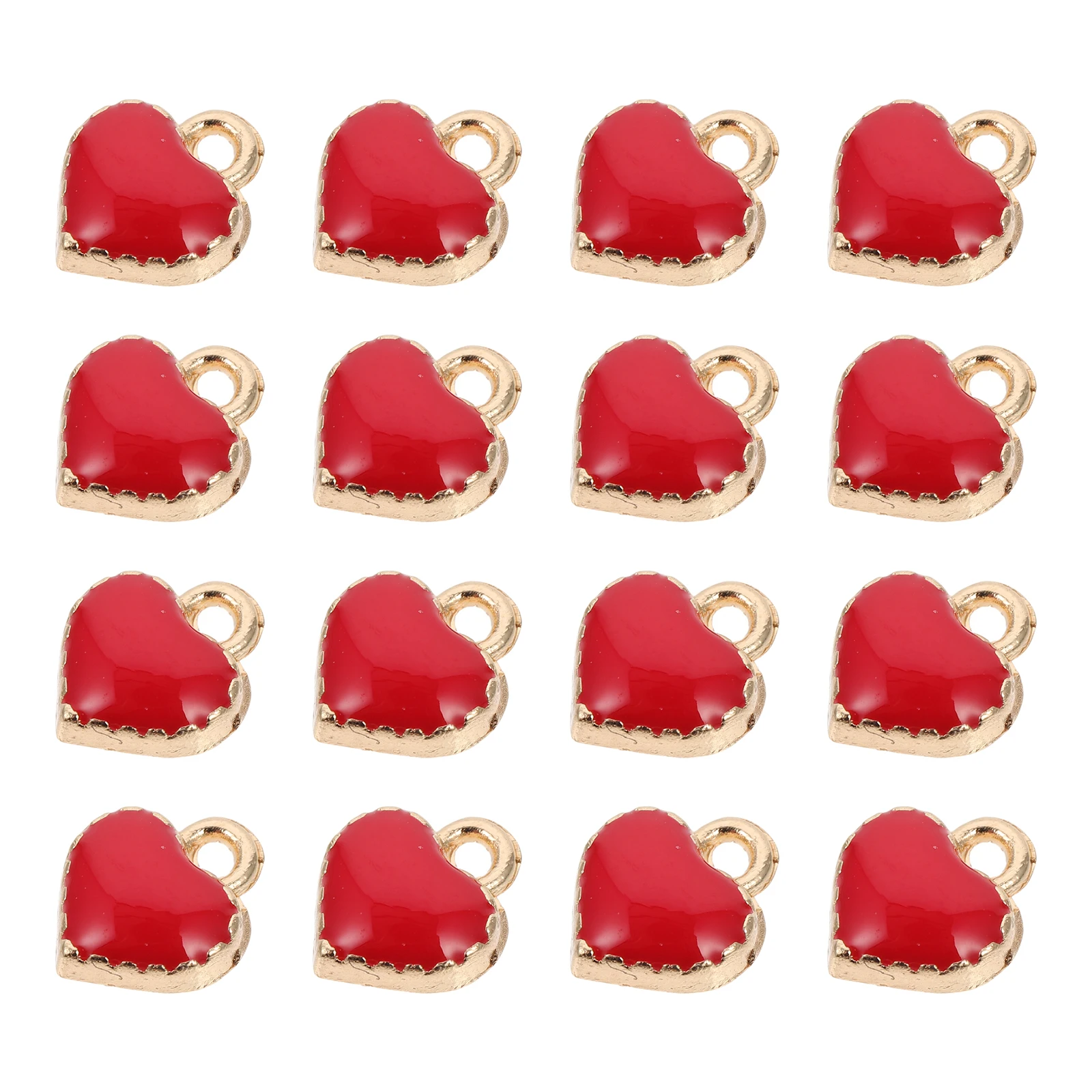 

50 Pcs Shaped Alloy Charms Red Smooth DIY Jewelry Making Pendant Accessories Heart Charms Pendants Craft Semi Finished