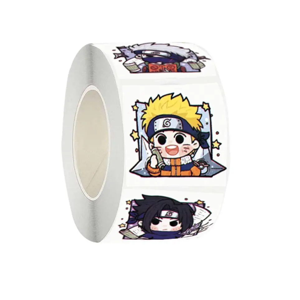 Anime Naruto Adesivos para Crianças, Adesivos selados, Selagem Adesivos, Presente de férias, 500 Rolos, Estudantes, Bonito, Sasuke