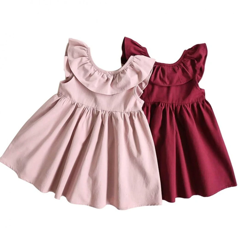 Summer Sundress Cute Baby Girls Bowknot Short Mini Vest Dress Toddler Kids Pleated Halter Casual Dresses Sleeveless Outfit