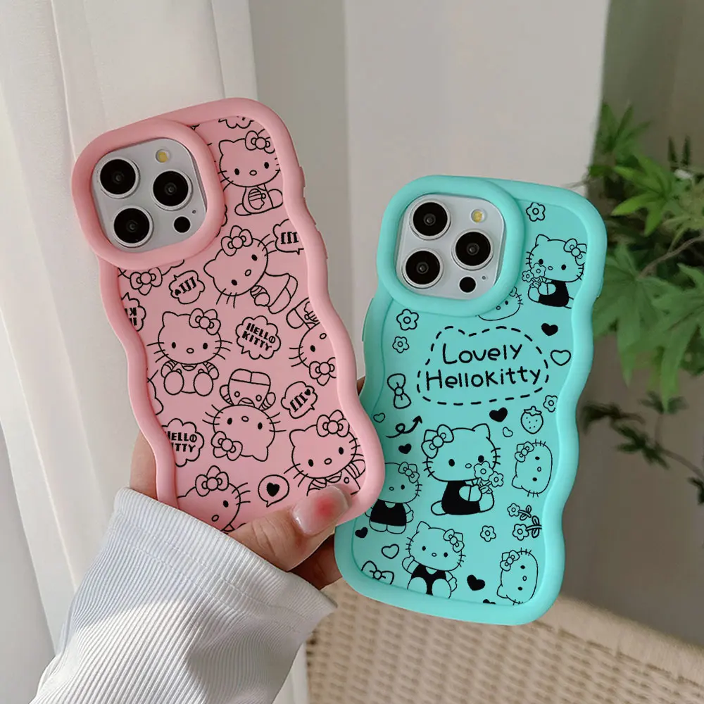 Cute Funny Cartoon Hellos Kittys Case For OPPO Reno 2 4 5 6 7 7Z 8 8T 10 11 Z Pro 4G 5G Candy Color Soft TPU Back Cover