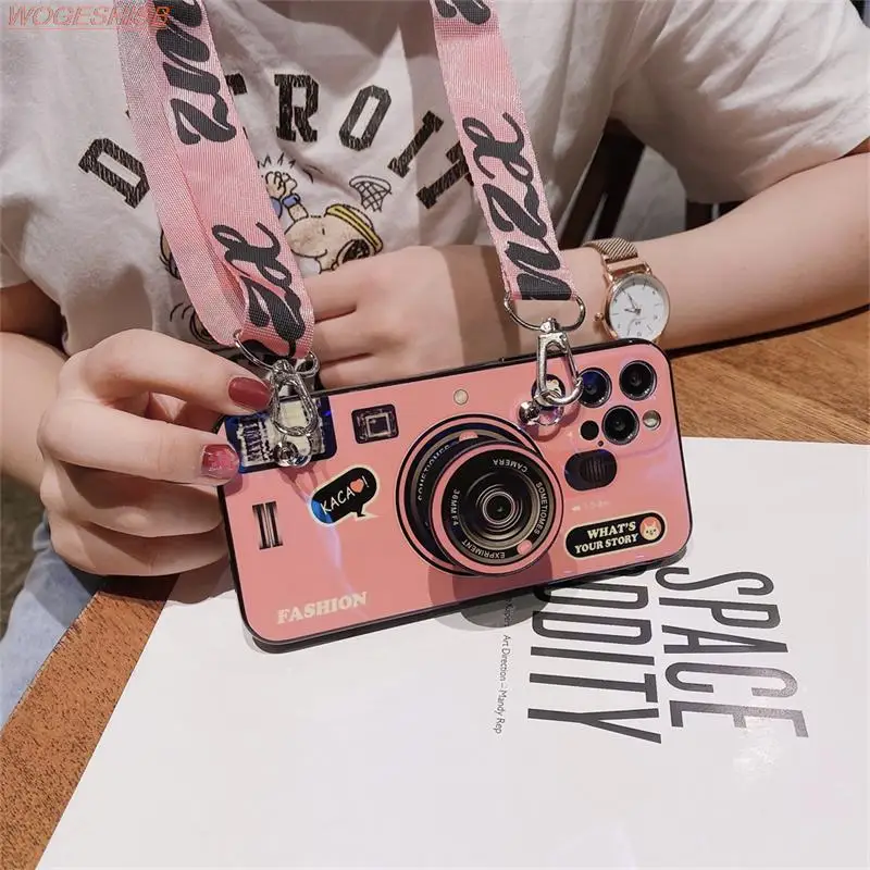 

3D Camera Phone Case For Samsung Galaxy A71 A01 A02 A03 A04 A12 A22 A32 A42 A52 A72 A82 With Pop Holder Lanyard Strap Cover