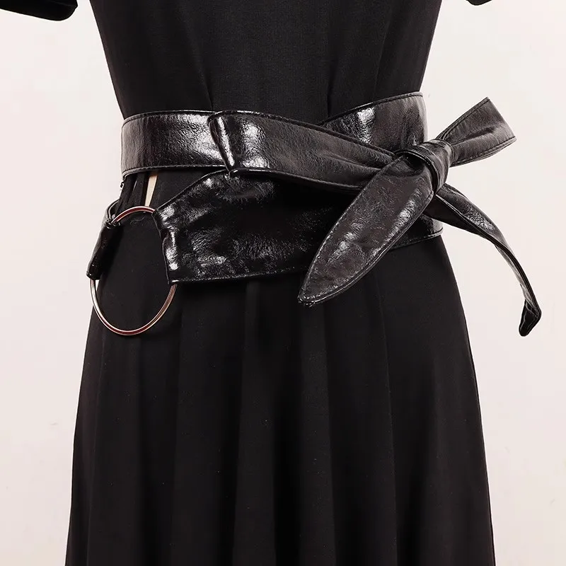 여성 패션 특허 PU 가죽 Cummerbunds 여성 드레스 코르셋 허리띠 벨트 장식 와이드 벨트 R2717