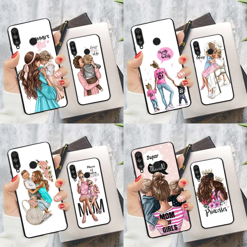 Black Brown Hair Baby Mom Girl Queen For Huawei Nova 11 9 10 SE Y60 Y70 Y90 Y61 Y91 Nova 3i 7i 8i 11i P20 P40 Lite P30 Pro Case