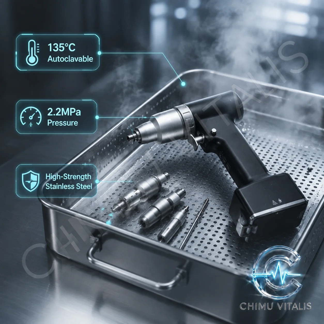 【CHIMU VITALIS】 EM300 Precision Technical Power System 135°C Support Fine Drill Handpiece for Advanced Institutional Study