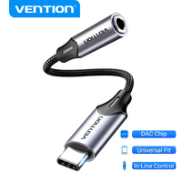 Vention USB Type C to 3.5mm DAC Chip Earphone Adapter USB C to 3.5 Aux Cable for PC for iPhone 15 Pro Max Macbook Samsung Galaxy