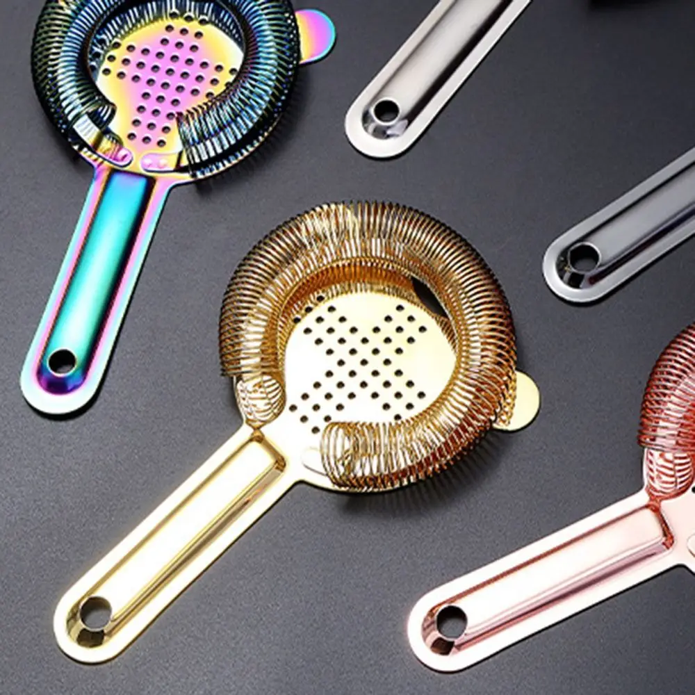 

304 Stainless Steel Cocktail Strainer Cross Shape Professional Drink Strainer Removable Spring Ice-blocking Bar Tool Home