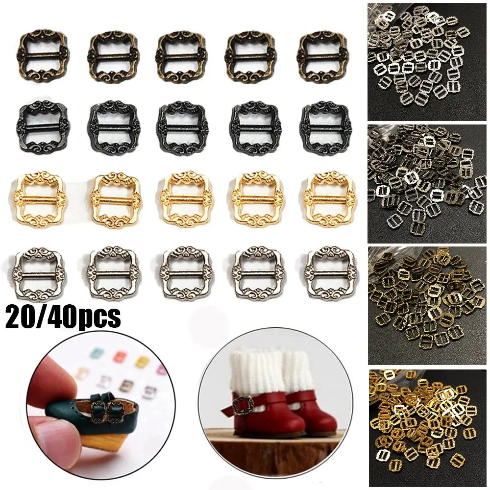20pcs 6*6MM Mini Ultra-small Girls   Bags Accessories Diy Dolls Buckles Tri-glide Buckle Pattern Belt Buttons