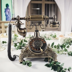CHEETA Retro Decor Old Fashion Corded Telephones Guestbook Phone Vintage Antique Classical Audio Guest Book Phone