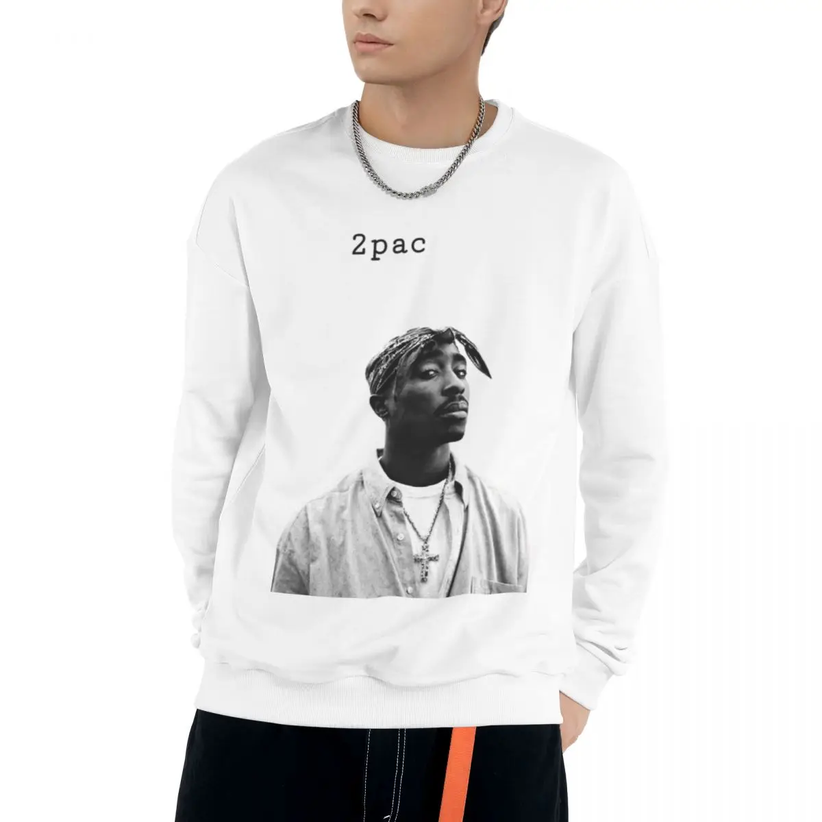 

Tupac 2pac Man Clothes Street Style Fleece Sweatshirts Autumn Casual Hoodie Fashionable Crewneck Pullovers