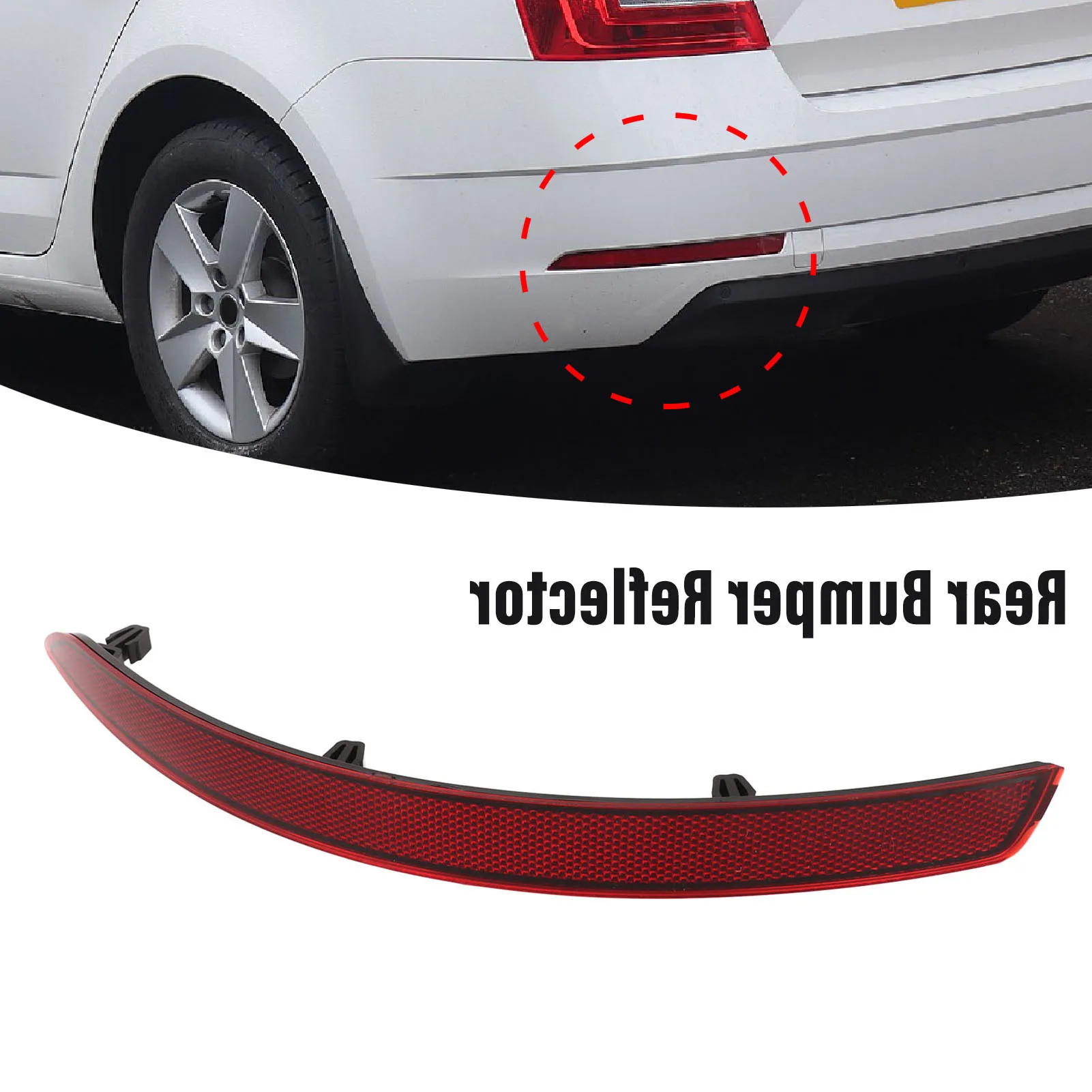 Odbłyśnik tylnego zderzaka wyczyść widoczność zaokrąglone krawędzie odporny na wstrząsy zamiennik dla OCTAVIA 5E Facelift 2017-2019 prawy 5E 5945106 A