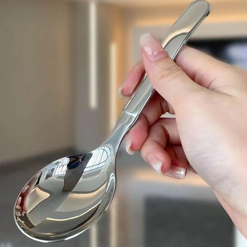 Stainless Steel Round Spoon Net Red Golden Dinner Long Handle Stirring Dessert Spoons For Kitchen Accessories Gadgets