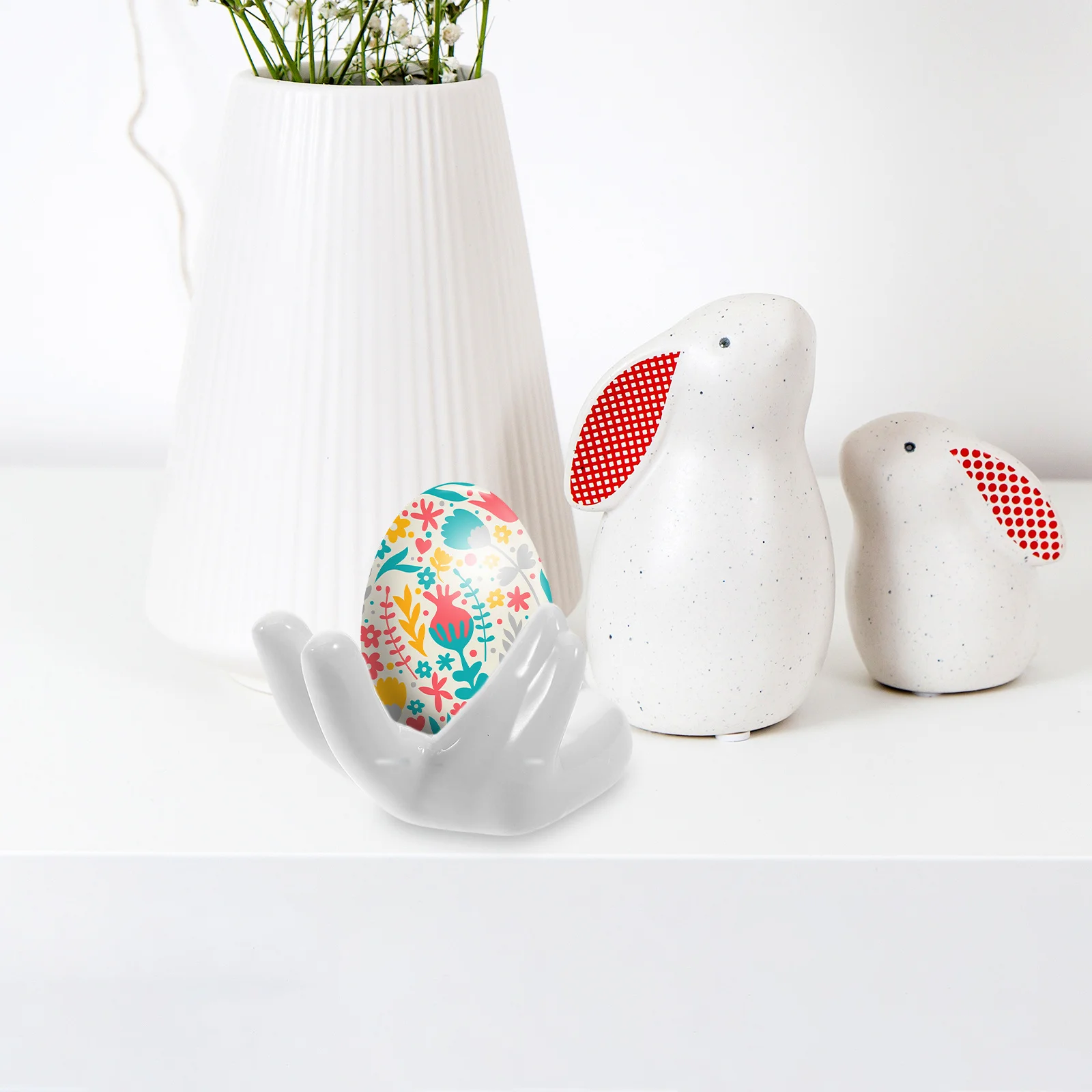 

3pcs Easter Egg Cup Holder Ceramic Hand Shape Stand For Boiled Egg Display Home Office Tabletop Decor Air Plant Container