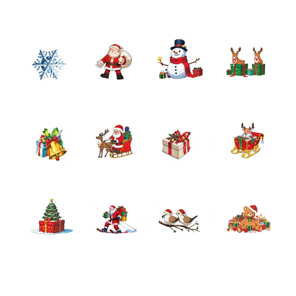 Glow in the Dark Christmas Wall Stickers 12PC Multicolored PVC Decals for Holiday Decor and Soft Night Lighting