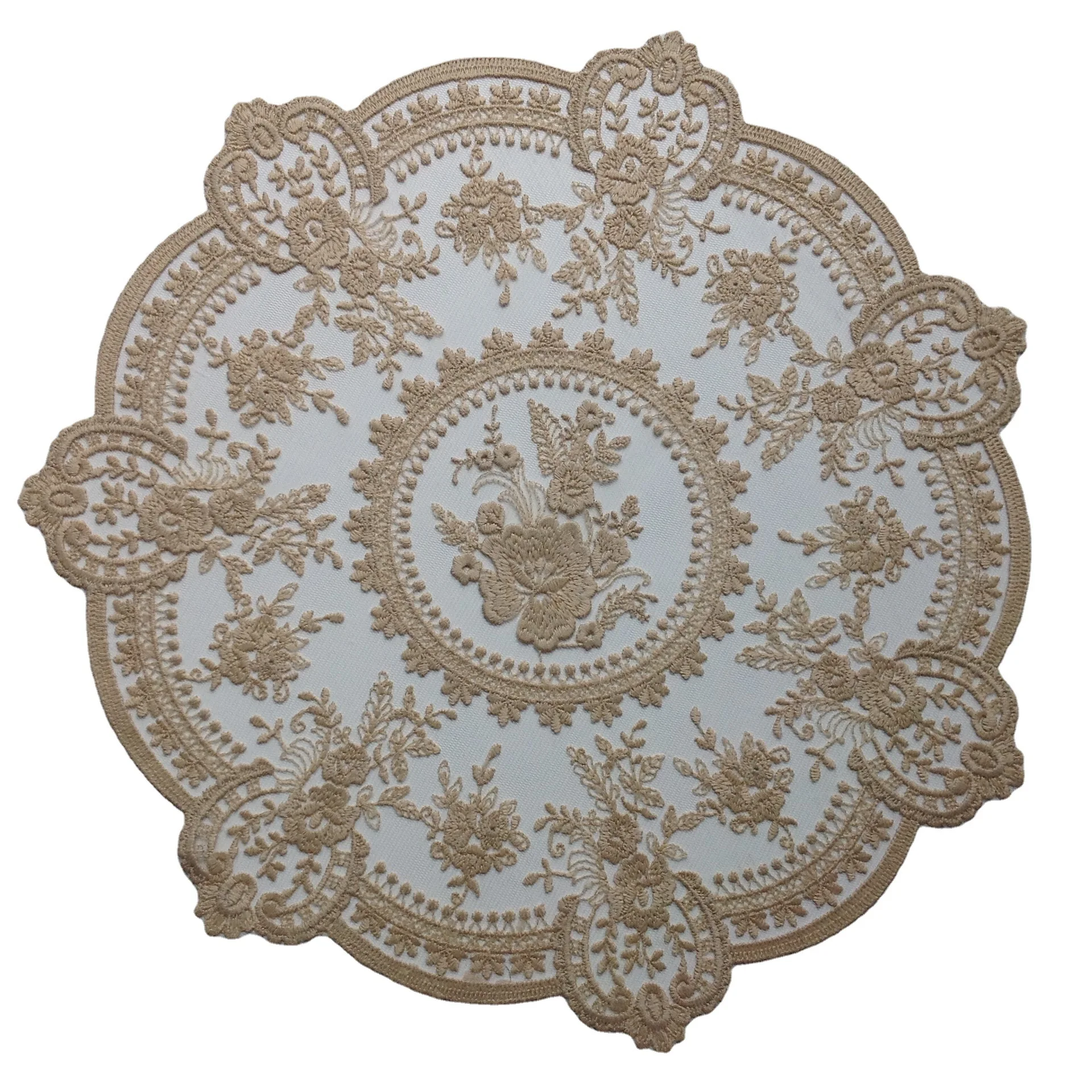 1Pcs for Dining Table Flower Embroidery Craft Placemat European Style Lace Insulation Plate Mat Anti-scald Coaster Table Pads