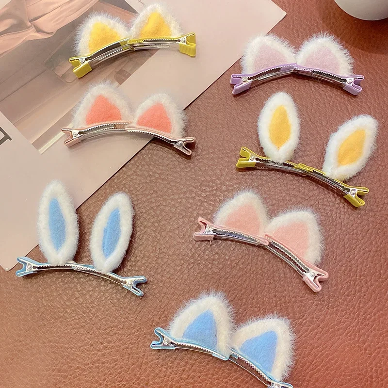 2pcs Cute Ears Hair Clips 3D Rabbit Bear Hair Pin for Baby Girls Kawaii Headwear Little Girls Kids Hair Accessories