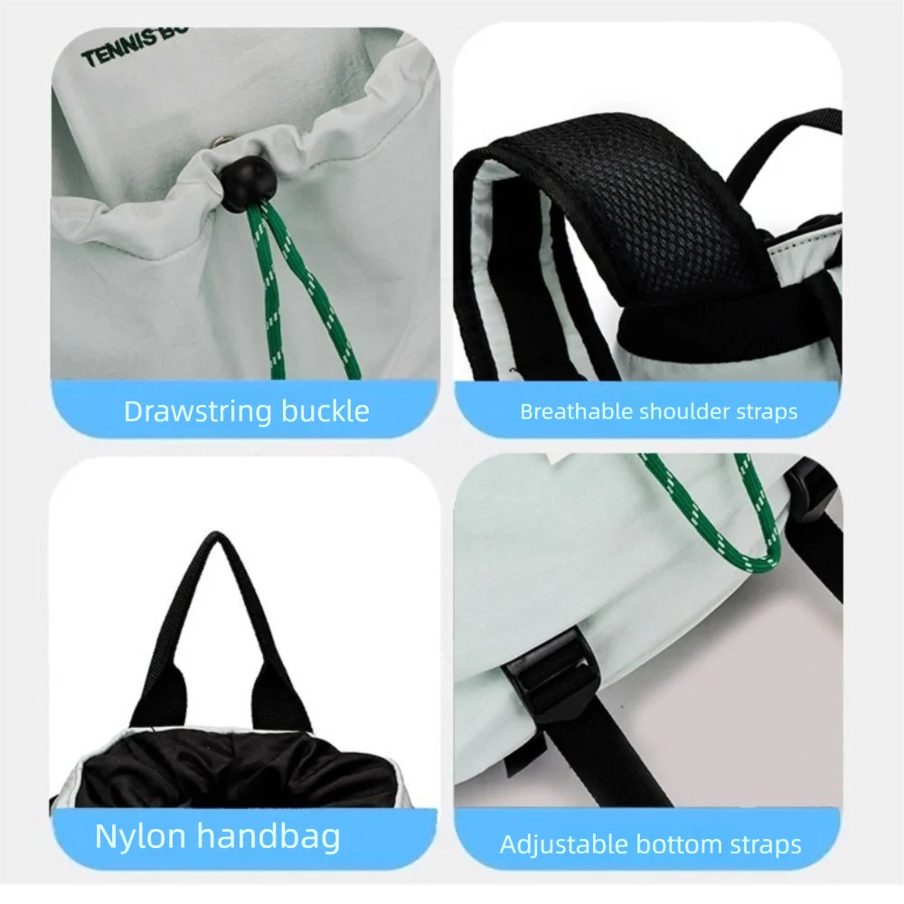 Large Capacity Sport Racket Storage Backpack Nylon Badminton Fitness Shoulder Bag Tennis Korean Style Drawstring Fitness Bag