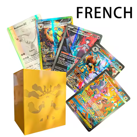 180Pcs Shiny Pokemon PTCG Cards in French Letters Charizard Arceus Vstar Vmax GX MEGA Kids Gift Game Collection Card Rainbow