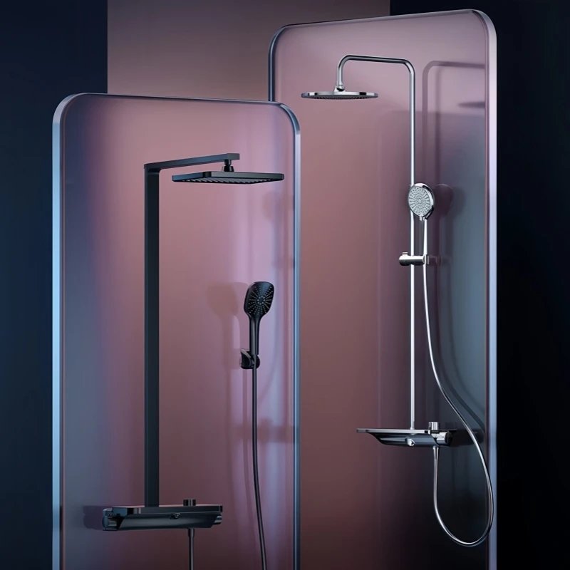 

Насадка для душа Diiib U-Yue, верхний спрей, душевая система для ванной комнаты, нестоянная температура, прецизионный медный черный распылитель с круглым верхом