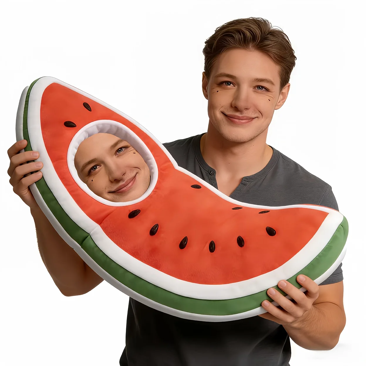 Personalized photo funny watermelon man pillow - face customized pillow - Valentine's Day birthday anniversary gift - can use yo