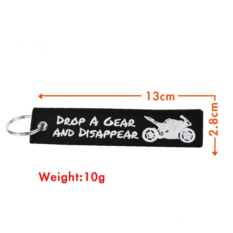 1PC 2PCS 3PCS Set Sale Drop A Gear And Disappear Motorcycle Pattern Double Sided Embroidery Car Keychain Wholesale