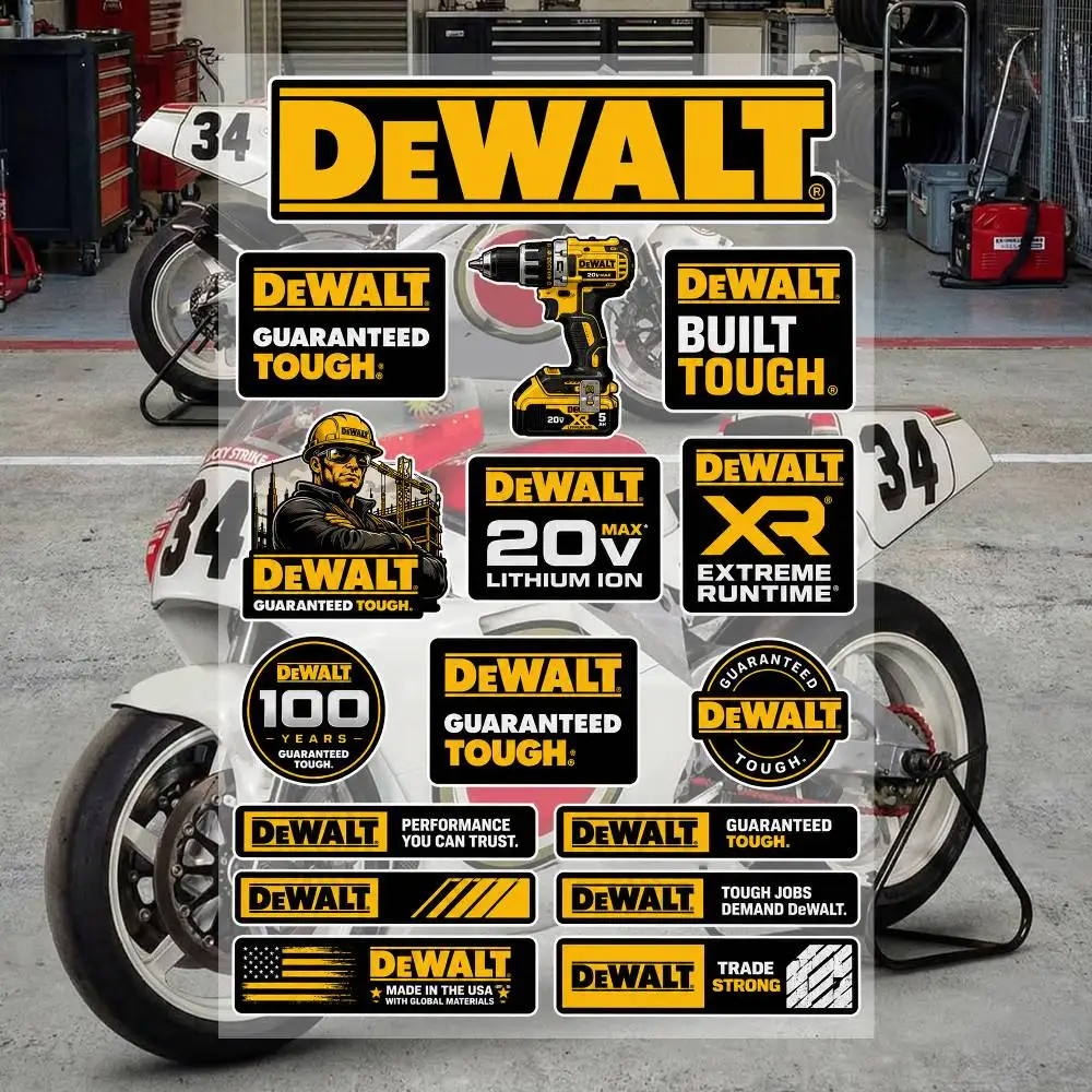 

D-E-WA-LT Waterproof Vinyl Stickers for Car Motorcycle Bike Skateboard Laptop Bottle Phone
