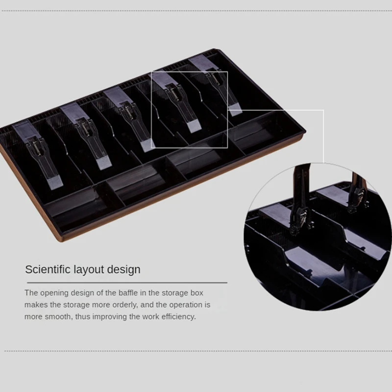Taca do szuflady kasowej Taca do szuflady kasowej Taca na kasetę Supermarket Cash Box 5 banknotów/4 przegródki na monety z metalowymi klipsami