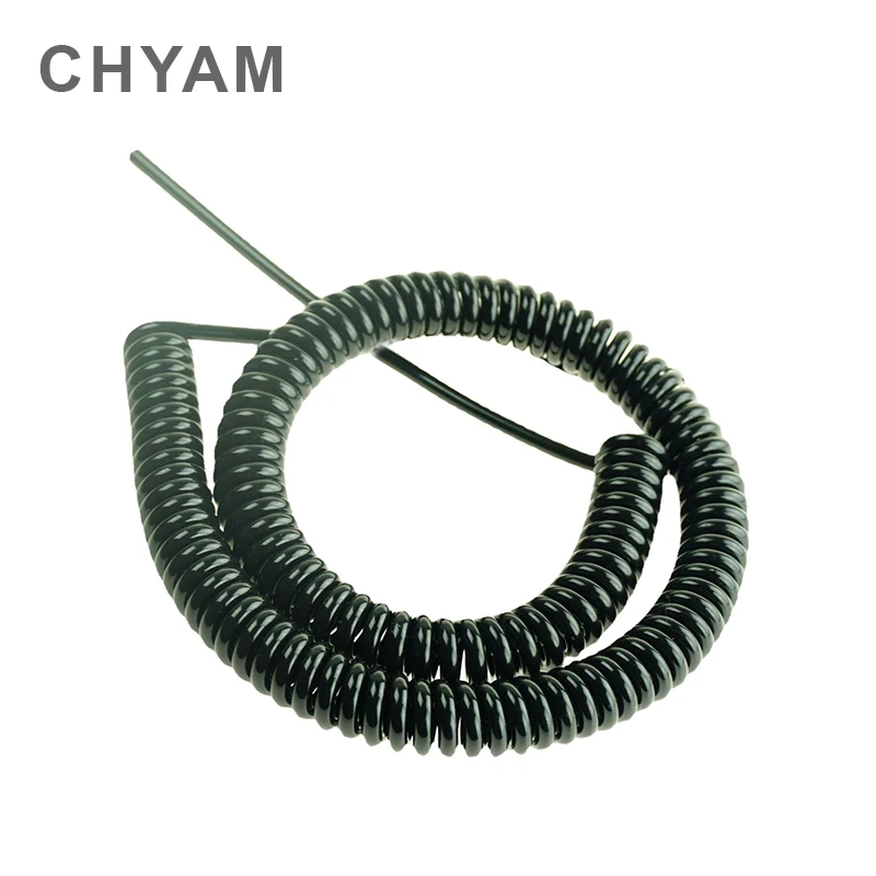 0.2mm2 Wire Spring Spiral Cable Multi 2/3/4/5/6/7/9 Core Pins Power Cord Can Extend The Tensile Wires Black