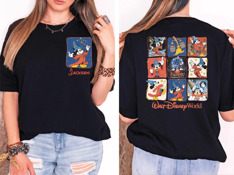 Camicia Disney Fantasia, Camicia Mickey Fantasmic, Camicia personalizzata Topolino Fantasia Stregone, Maglietta Disney Stay Magical, Walt