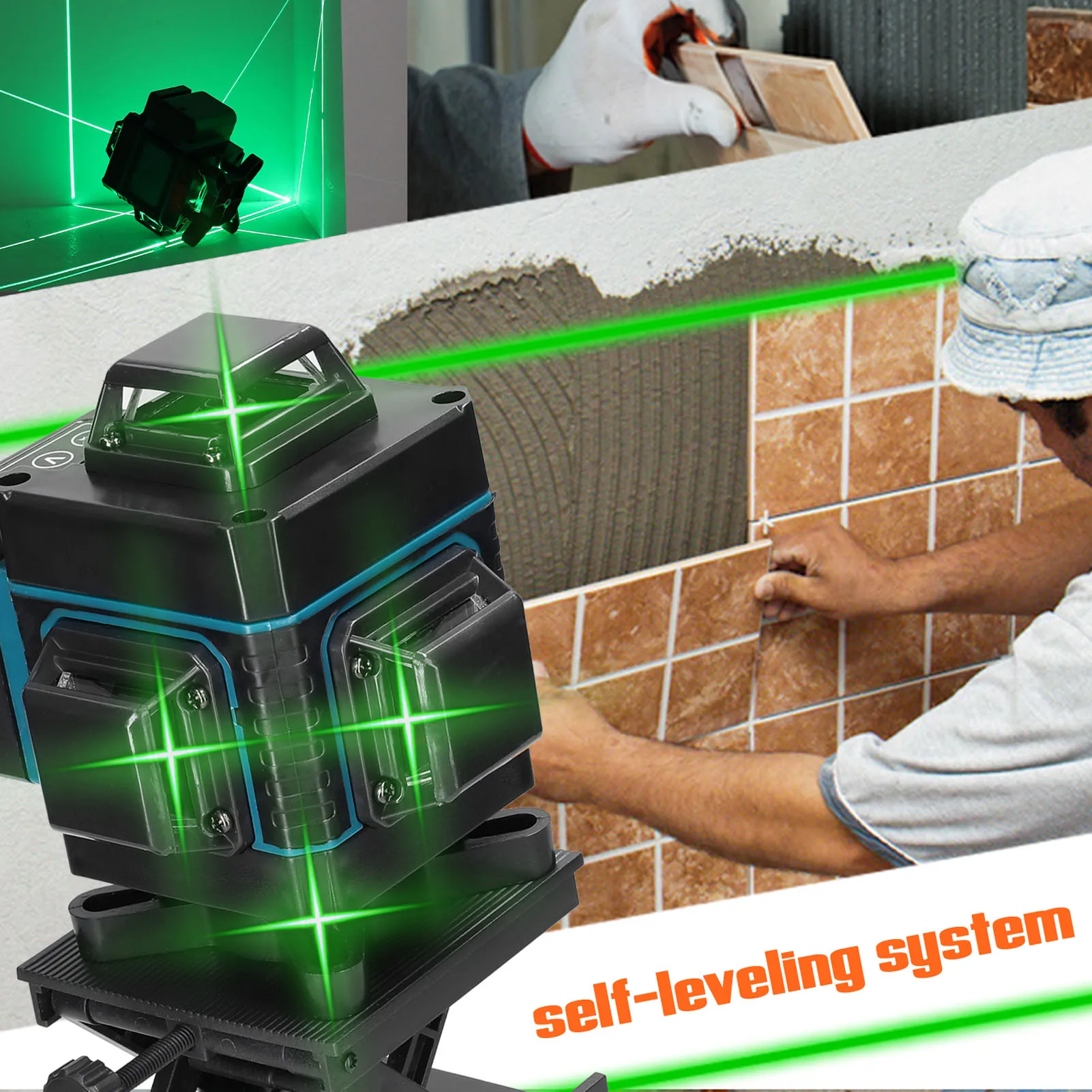 

16 Lines Laser Level 3°Self-leveling Function Leveling Tool Omnidirectional Ground Wall Sticker Vertical Horizontal Oblique Line