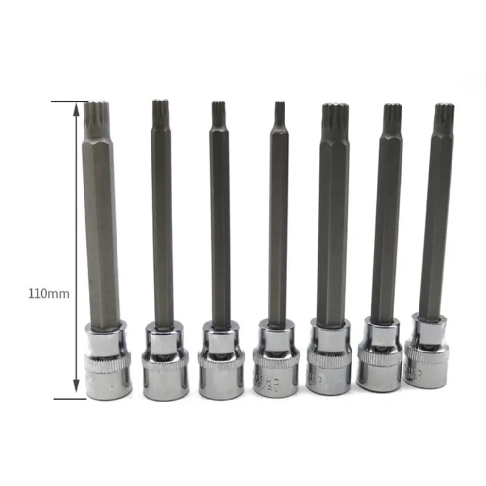 7PCS 3 8 zoll Innensechskant Set M5 M6 M7 M8 M9 M10 Legierung Stahl Stick Extra Lange Bit metrische Drehmoment Verlängerung Power Werkzeug Zubehör