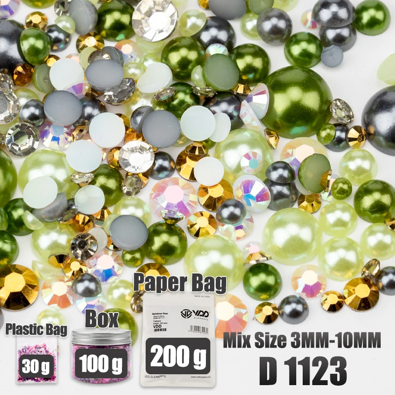 VDD 30/60/100/200g Großhandel Gemischte Größen ABS Halbrunde Perlen Flache Rückseite Perlen Farbige Harz-Strasssteine für Handwerk Nagelkunst DIY Dekoration – Detail 30