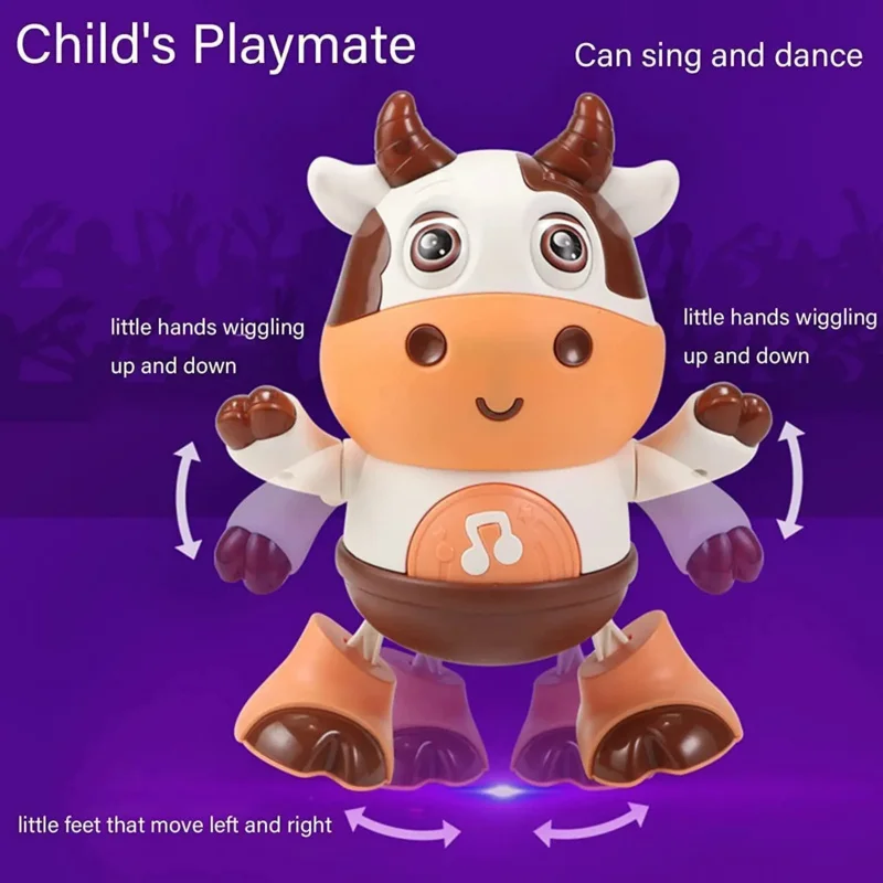 Little cute cow sing dance with music light swinging robots electric dolls children Baby early Educational Learning toys gifts