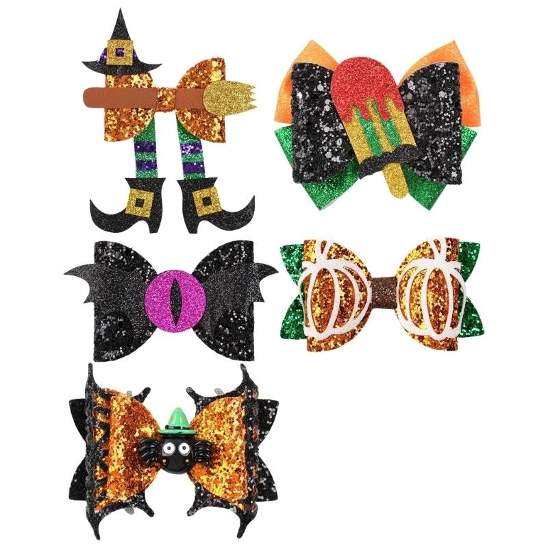 

Delicate Halloween Hair Accessories Adorable Halloween Pumpkin and Spiders Hair Clip Accessories for Festive Looks 15UB