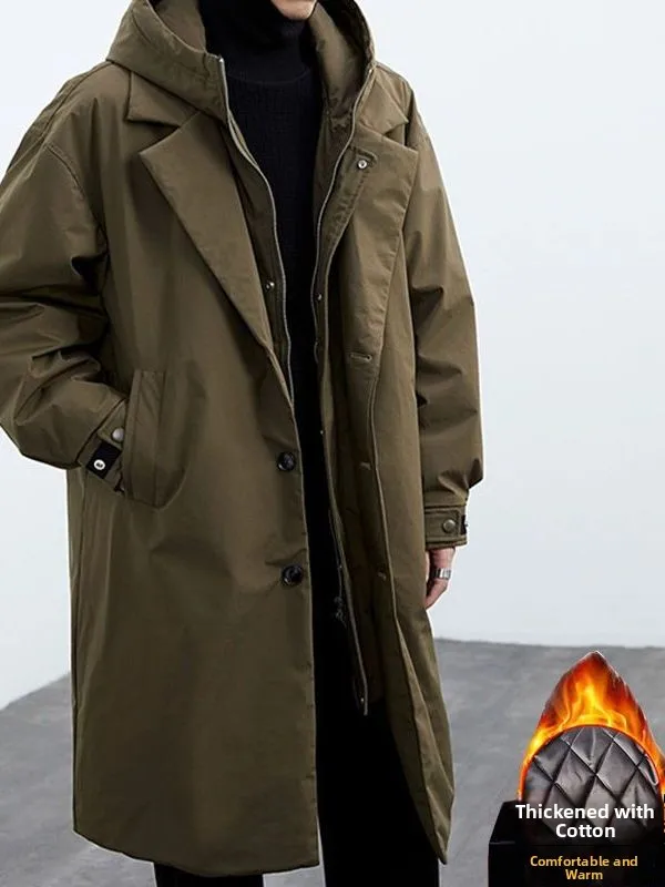 

Casual Trendy Men's Parka Coat Spring Autumn New Korean Sle Hooded Jaet Polyester Fabric Busin Gentleman Sle Long Sl...