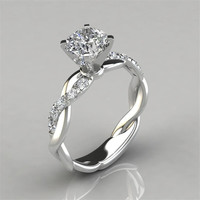 Fashion Luxury Rhinestones Rings for Women Men Korean Romantic Shiny Zircon Cross Lovers' Ring Commitment Wedding Jewelry Gift