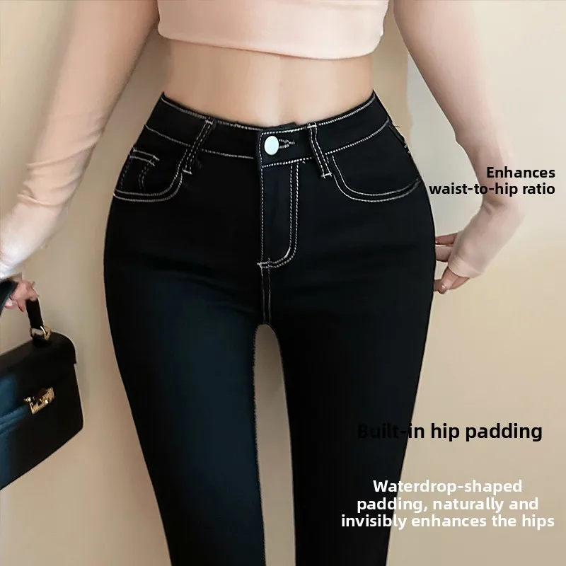 2024 nuovi pantaloni Capri da donna elastici a vita alta slim fit coreani Sle Faionable e dimagranti jeans lunghi Bla