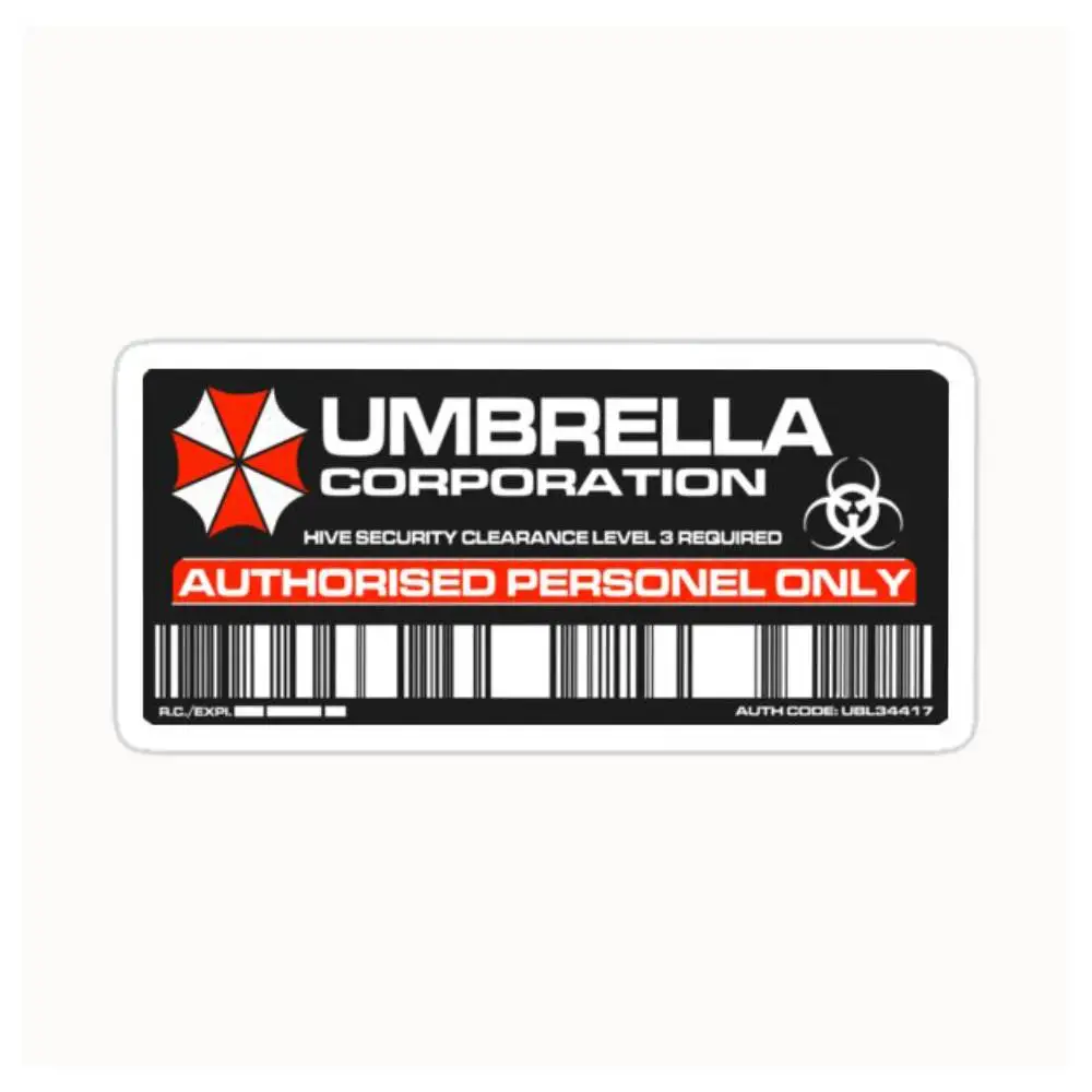 UMBRELLA CORP AUTHORIZATION ACCESS STICKER Waterproof Stickers For Decorating Car Windows Motorcycles And Computers.
